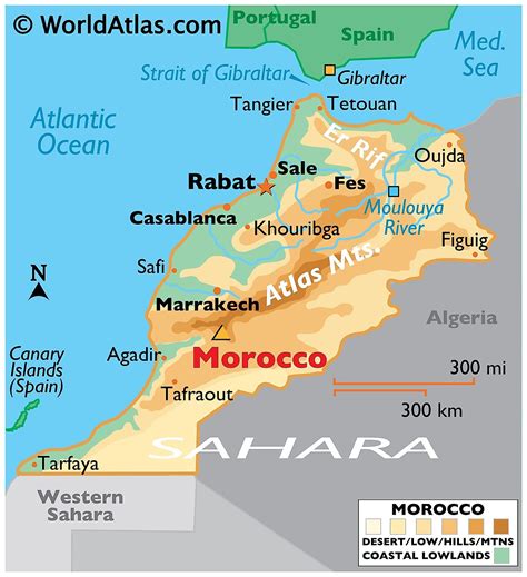 morocco maps with cities and mountains